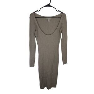 H&M Gray Ribbed Knit Long Sleeve sweater Dress Size Medium